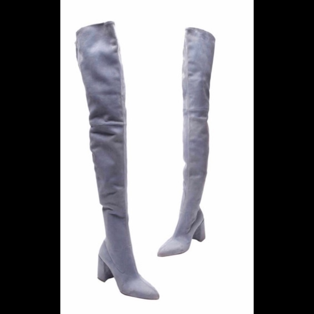 Prada Baby Blue Over the Knee Boots